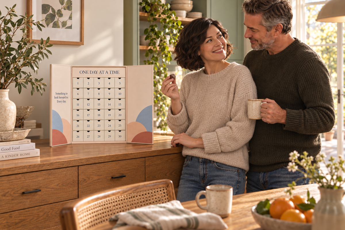 One Day at a Time 30-day edition — couple at home concept render