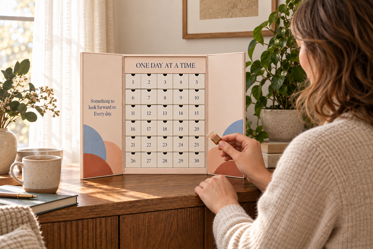 One Day at a Time 30-day edition — morning ritual concept render