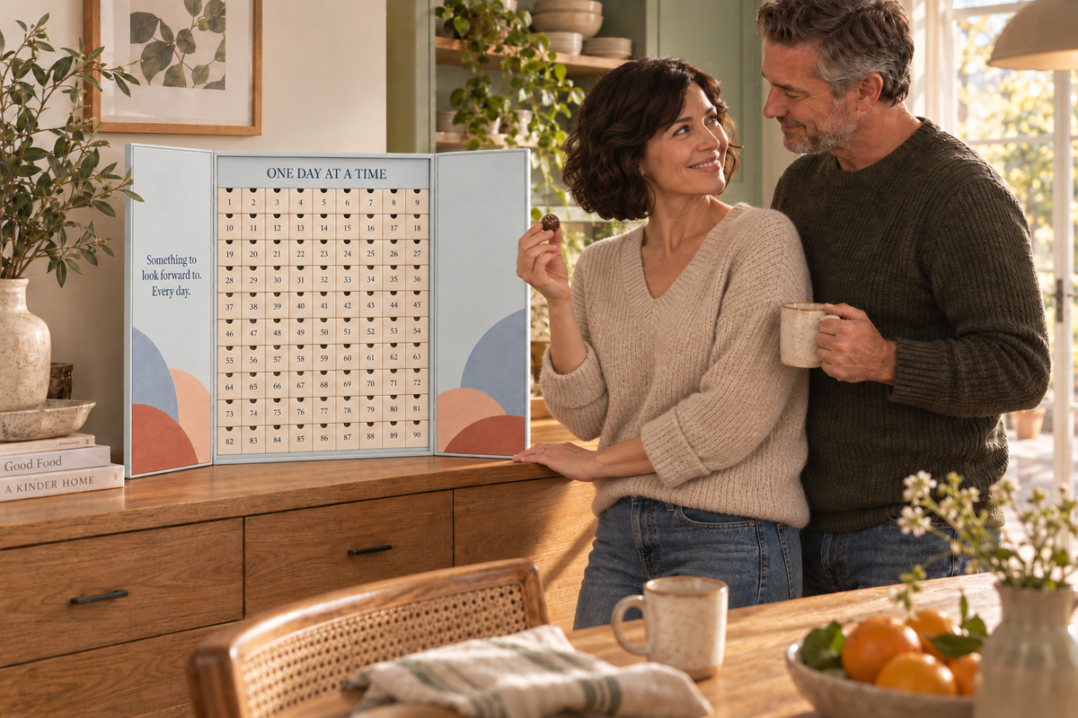 One Day at a Time 90-day edition — couple at home concept render